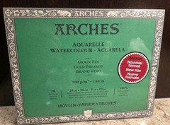ARCHES 140LB WATERCOLOR COLD PRESS BLOCK 20 SHEETS 8″ ×10″. 100% Cotton