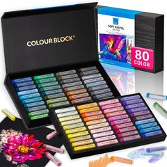 COLOUR BLOCK Soft Pastels 80 Colors Square Chalk Art Set