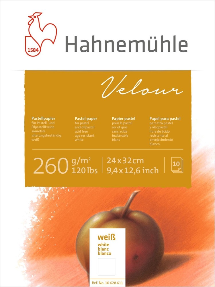 Hahnemuhle Velour Pastel Paper Pad – WHITE – 24 x 32cm