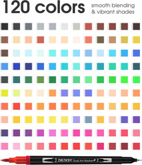 120 Watercolor Markers Set | Water Color Pens with Brush & Fineliner, Water-Base