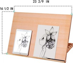 Wood Drafting Table Easel Board, 5-Position