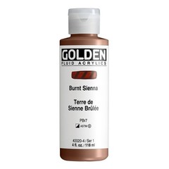 Fluid Acrylics Burnt Sienna 4 fl oz Bottle Professional Paint SemiOpaque
