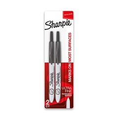 Sharpie Retractable Permanent Markers Ultra Fine 1 Count (Pack of 2), Black