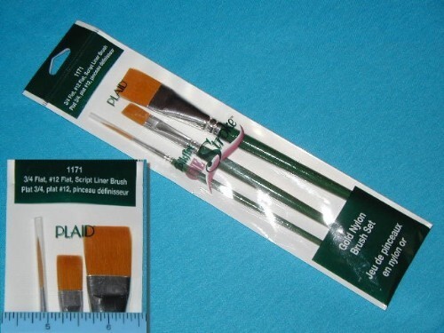 Donna Dewberry Plaid FolkArt One Stroke Paint Brush 1171 Gold Nylon 3pc Set