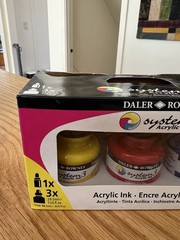 Daler-Rowney System3 Acrylic Ink Set / 3 Starter Colors Y,R,B w/ Painter Marker