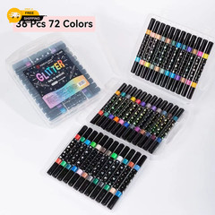 24/48/72/96 Colors Dual Brush Tip Glitter Art Markers Metallic Paint Marker Pens