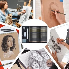 26-Piece Professional Sketch Pencil Set – Includes 4H to 14B Graphite Pencils…