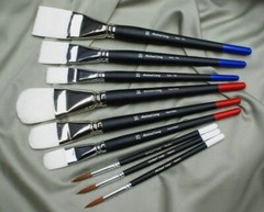 Art brushes exclusive set Michael Lang design, nylon flat, filbert a Signature