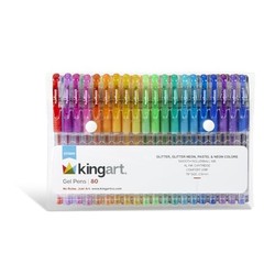 KINGART GLITTER Rollerball GEL PENS, 80 80 Count (Pack of 1), Assorted