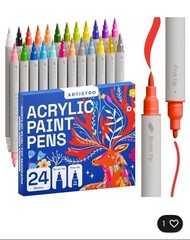 Acrylic Paint Pens, Wood, Paper, Paint Markers, (Dual Tip Brush + Fine, 24)