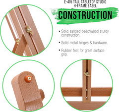 Medium Tabletop Wooden H-Frame Studio Easel – Artists Adjustable Beechwood Paint