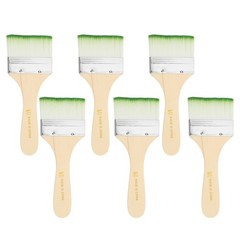 6 Pcs Paint Brush Set, 6.5 in Nylon Bristle Flat Brushes, #10 Green/White