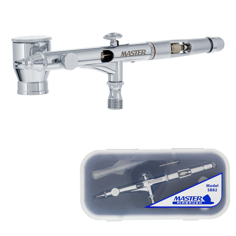 Master SB82 Fine Detail Control Side Feed Airbrush Set Kit, 0.2mm Tip, 1/6oz Cup