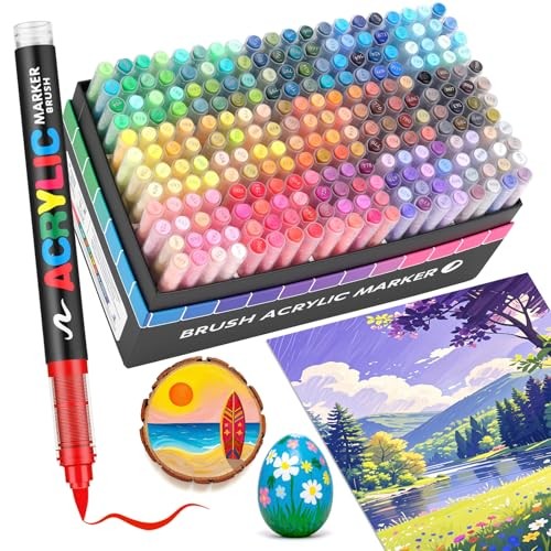 240 Acrylic Paint Markers, Brush Tip Acrylic Paint Pens, Quick 240 Colors