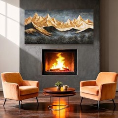 YETHEN WAL Gold Mountain Landscape Wall Art, 40″L x 20″W Black and Gold