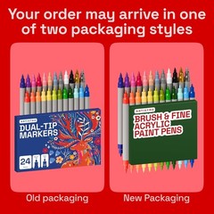 ARTISTRO 24 Acrylic Paint Markers – Paint Pens for Drawing, Brush + Fine Tips –