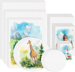 50 Sheets Watercolor Paper Bulk, 8 Sizes White 140 Lb/300 GSM Cold Press Water C