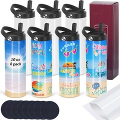 8 Pack Sublimation Tumbler Bulk 20oz Skinny Straight, Sublimation Sport Water…