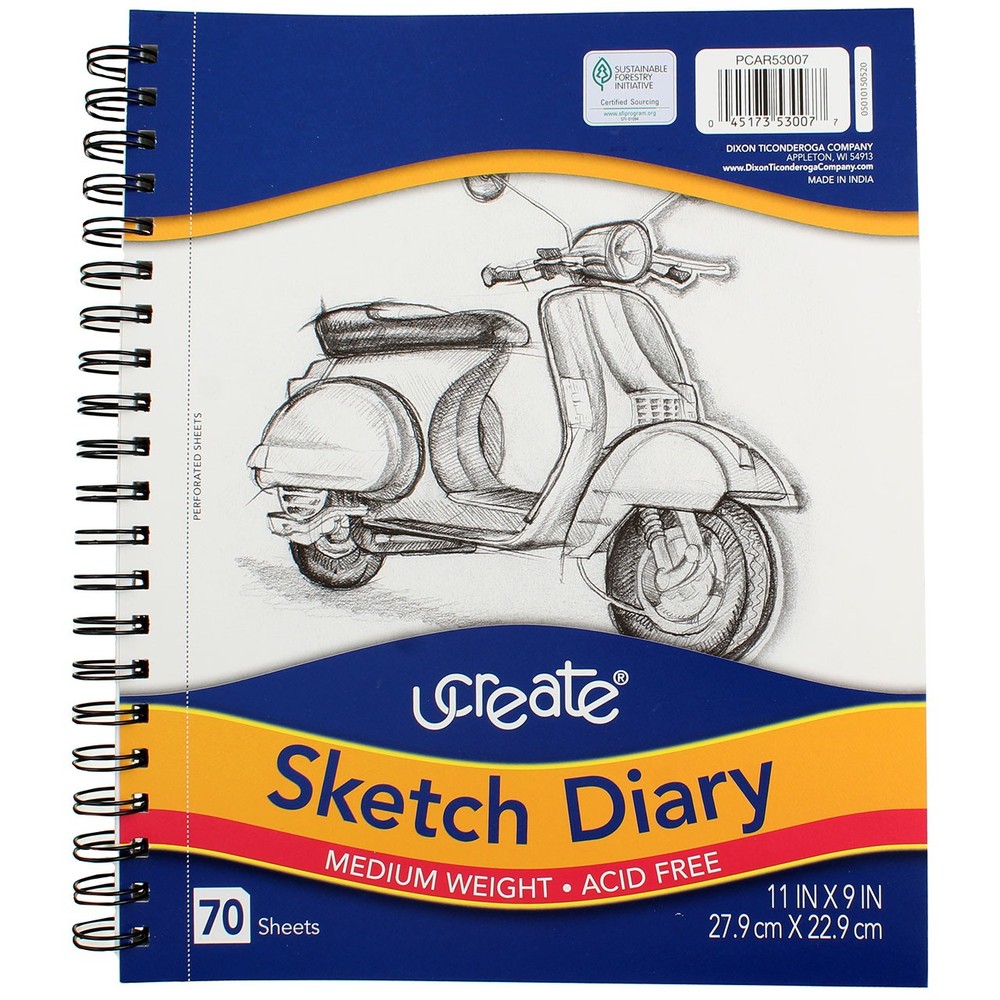 5 Pack Pacon Ucreate Medium Weight Sketch Diary, 70 Ct