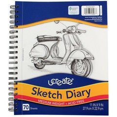 5 Pack Pacon Ucreate Medium Weight Sketch Diary, 70 Ct