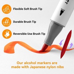 Alcohol Markers Brush & Chisel – 216 Colors Double Tipped Art Markers for Adu…