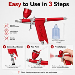 RED Trigger Airbrush Gravity Feed Spray Gun Fine Atomization for Nail Art DIY