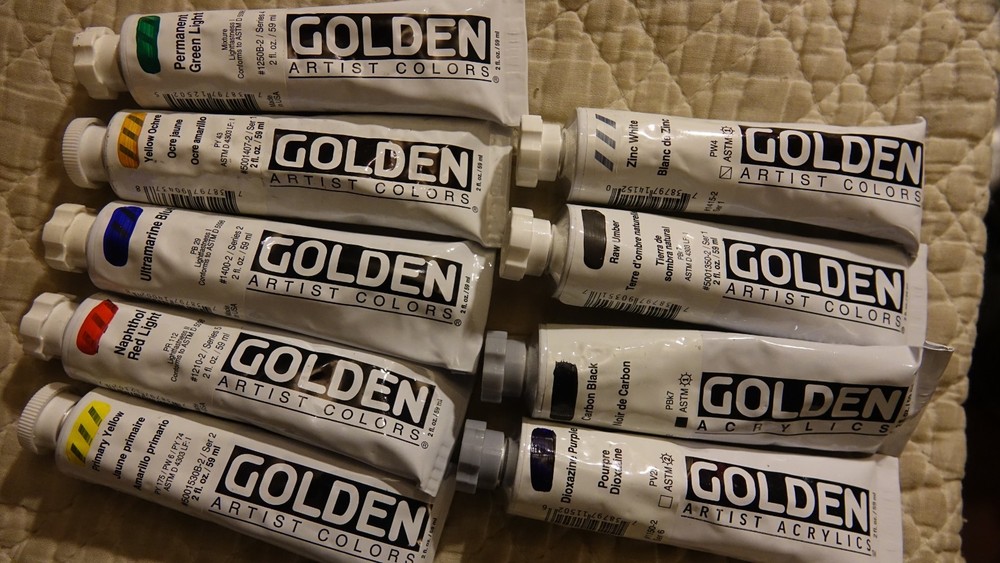 Golden Heavy-body Acrylic Paint 9 – 2 ounce Tubes Lot 13