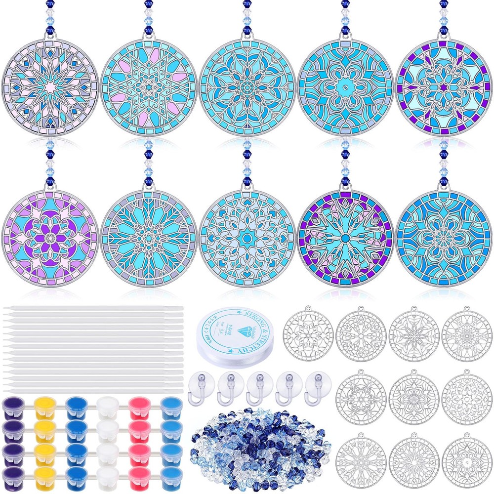 WinnerWhy 30 Sets Winter Snowflake Suncatcher Window Art Kits DIY Craft Kids