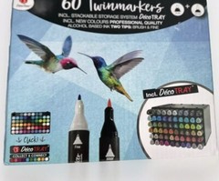 Decotime 60pk Twin Markers Paint ART Deco Tray Set ANY SURFACE Dual Tip Colours