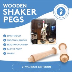 Wooden Shaker Pegs 2-7/16 inch 3/8 inch Tip Unfinished for Hanging |Woodpeckers