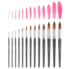 13pcs Round Paint Brush Set Synthetic Bristle Complete Round Brush Set for Wa…