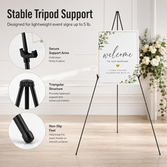 Easel Stand for Sign,63” Instant Lightweight Portable Ground Easel for Wedding