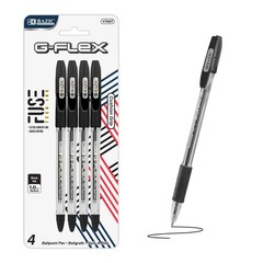 BAZIC G-Flex Black Oil-Gel Ink Pen w/ Cushion Grip (4/Pack),Art Pens & Markers