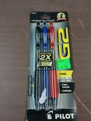 Pilot G2 Premium Retractable Gel Ink Pen Refillable Assorted Ink .7mm 3/Pack