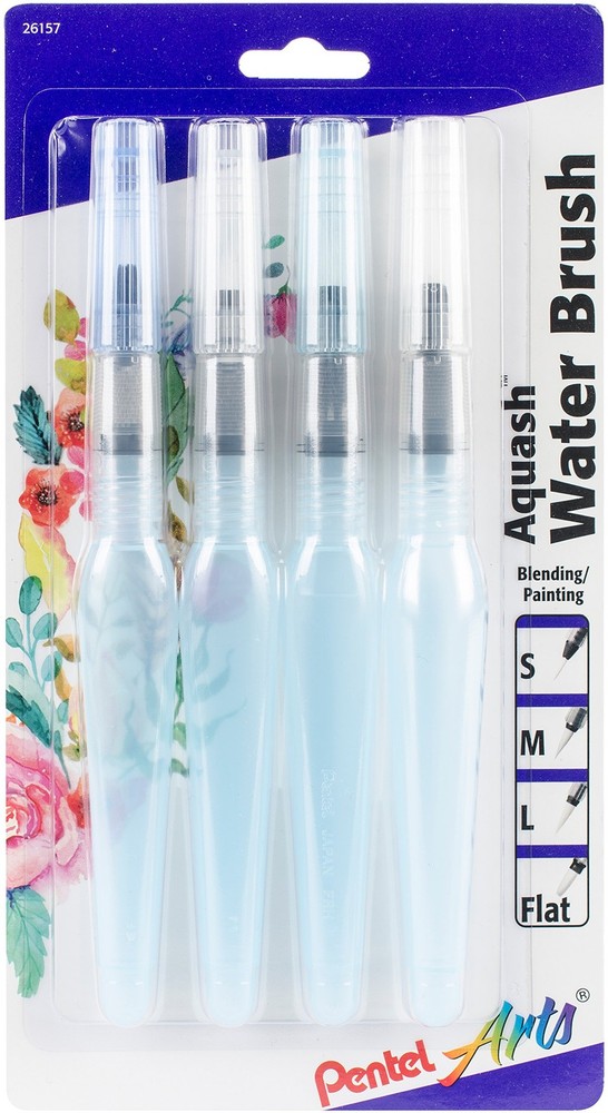 Pentel Arts Aquash Water Brush Assorted Tips, Pack of 4 (FRHBP4 Kitchen