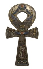 Bronze Finished Ancient Egyptian Ankh Symbol Wall Hanging 15 3/4 Inches
