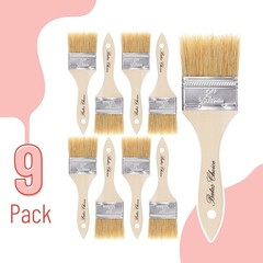 Comfortable Wooden Handle 2-Inch Chip Paint Brushes – 9-Pack Natural Bristles