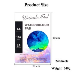 24 Sheets 9×12 Inch Watercolor Paper Pad Painting Drawing Art Sketchbook