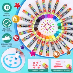 96 Pack Assorted Colors Set of Bingo Daubers 0.4oz Dot Markers Bulk Bingo Sup…