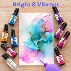24 Vibrant Alcohol Ink Set – High Concentration Dye for Resin Art, Tumblers & Cr