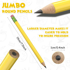48 Pcs Fat Pencils Jumbo Big Thick Large Pencils and 3 Pieces Sharpeners for Kid