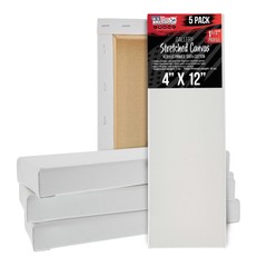 4″ x 12″ Gallery Depth 1-1/2″ Profile Stretched Canvas 5-Pack – Gesso Primed