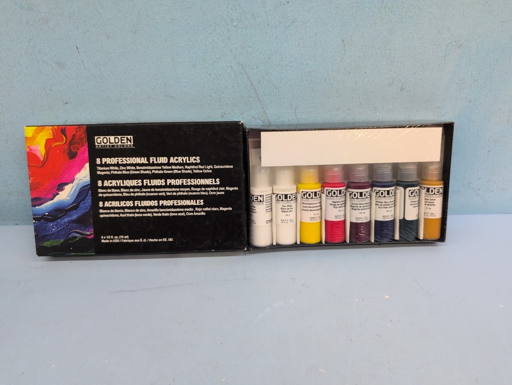 Golden Professional Fluid Acrylics Pigmented Artist Paints 15ml 8 Count