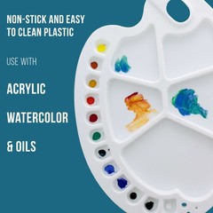 U.S. Art Supply 17-Well Plastic Painting Palette (Pack of 2)