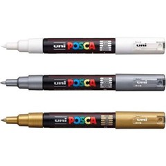 Pc1m Paint Art Marker Pens Fabric Glass Metal Pen Set Of White + Gold + Silver