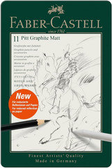 Pitt Graphite Matte Pencil Set, Metal Tin of 8 Graphite Pencils and Sketching Ac