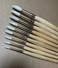 9x Raphael D’Artigny Interlocked White Bristle Round Brushes 358 Sizes 2-18
