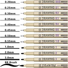 Micro Fineliner Drawing Art Pens 12 Black Fine Line Waterproof Ink Set Artist
