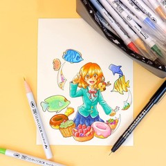 Kuretake ZIG Real Brush + MANGAKA: 39-Color Deluxe Kit with Pouch