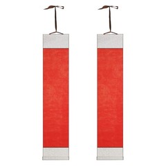 70.5″ x 12.6″ 2 Pcs Blank Hanging Scroll Paper Wood Rod, Red